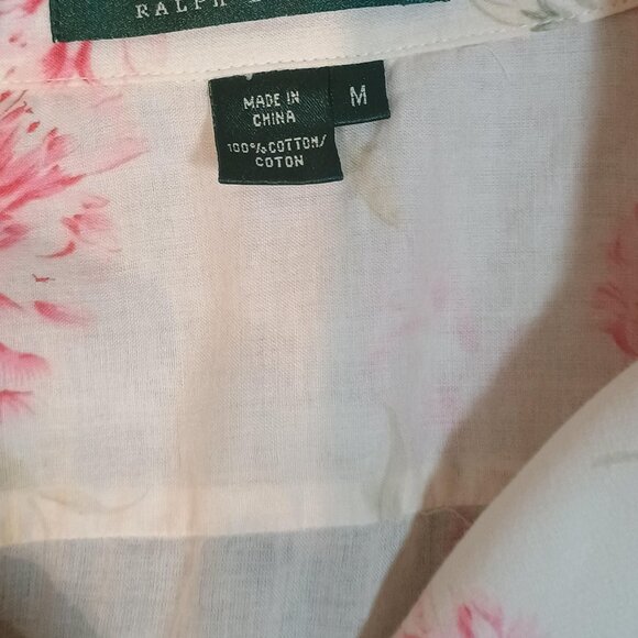 Lauren Ralph Lauren/Button Down Blouse/Womens M/Pink Floral/Classic Prep Feminin - Picture 3 of 8